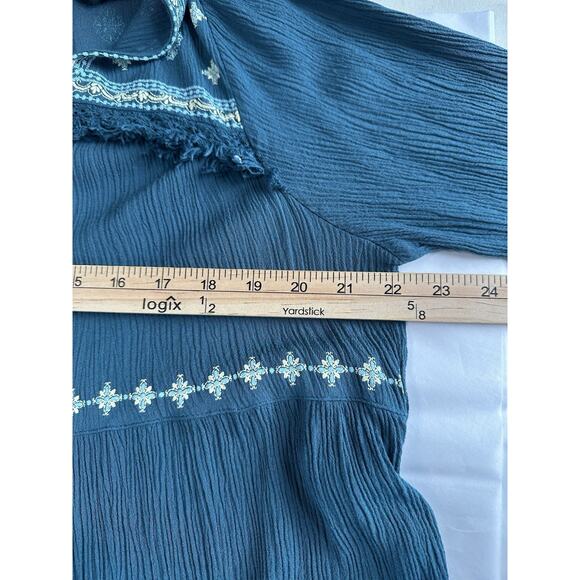 Style & Co. Women’s Top Size XL Blue Floral Embroidered Long Sleeve Boho Flowy - Picture 6 of 16